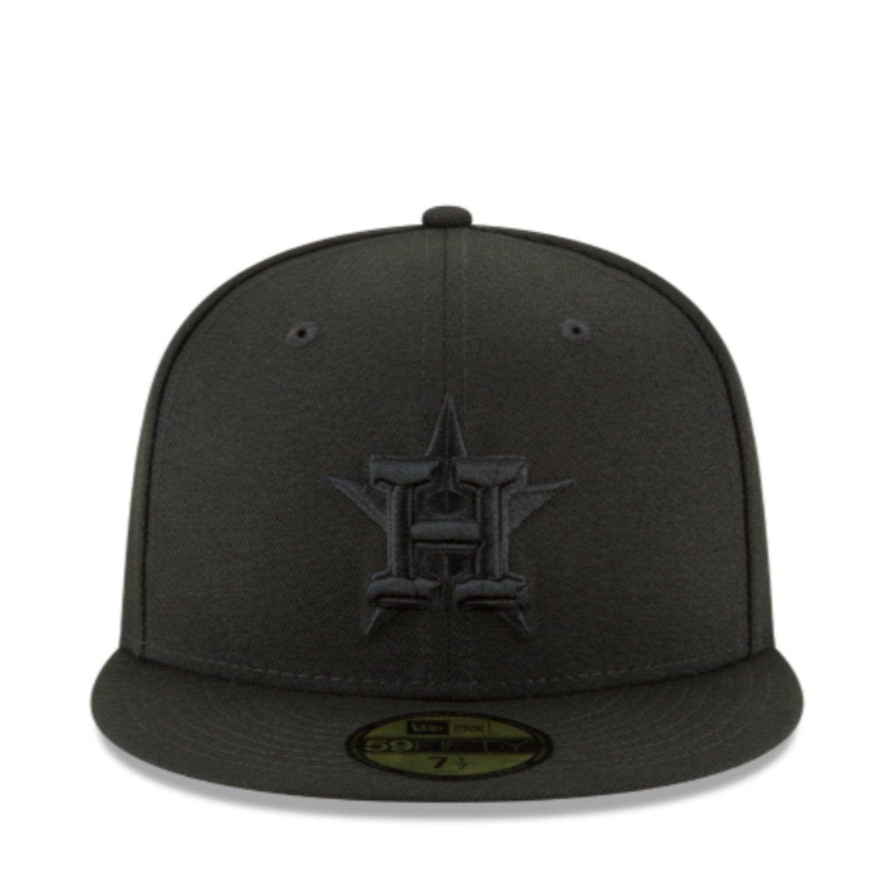 New Era Houston Astros Black on Black 59FIFTY Fitted Hat front view