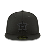 New Era Houston Astros Black on Black 59FIFTY Fitted Hat front view