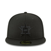 New Era Houston Astros Black on Black 9FIFTY Snapback Hat front view