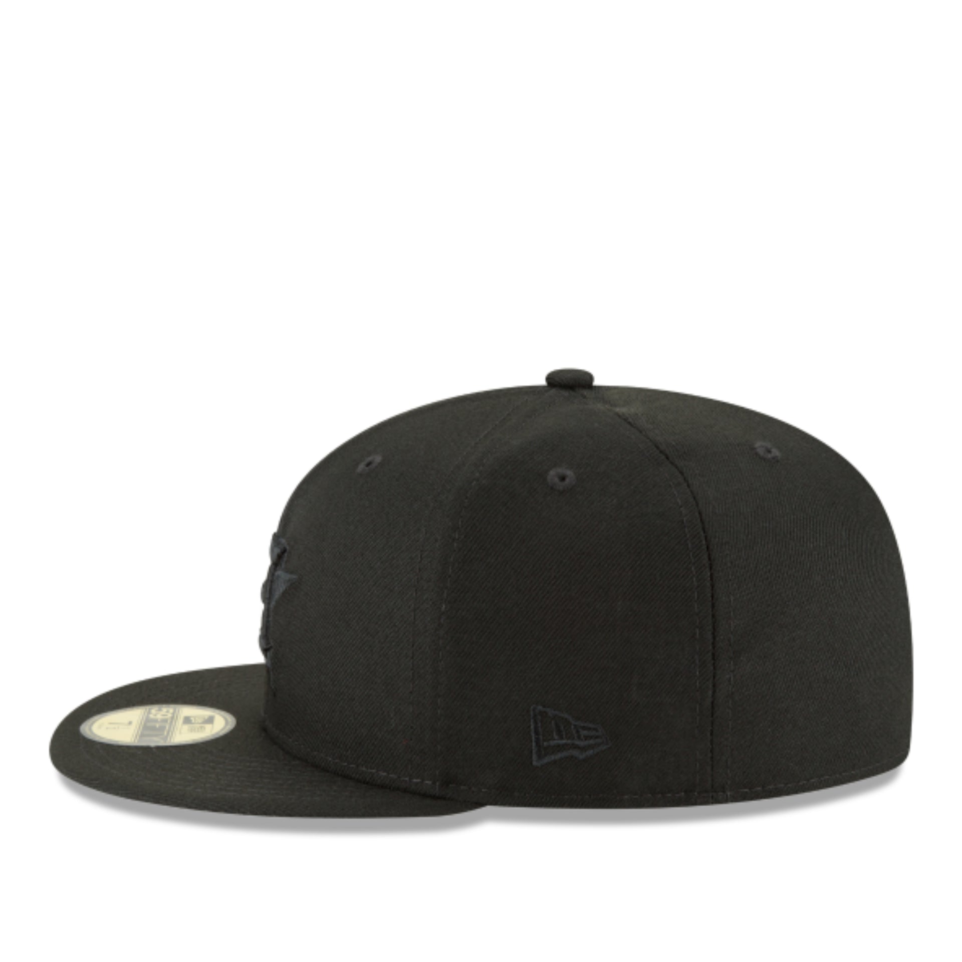 New Era Houston Astros Black on Black 9FIFTY Snapback Hat left side view