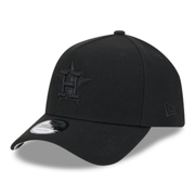 New Era Houston Astros Black on Black 9FORTY A-FRAME Snapback Hat front left view