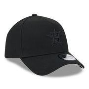 New Era Houston Astros Black on Black 9FORTY A-FRAME Snapback Hat front right view 