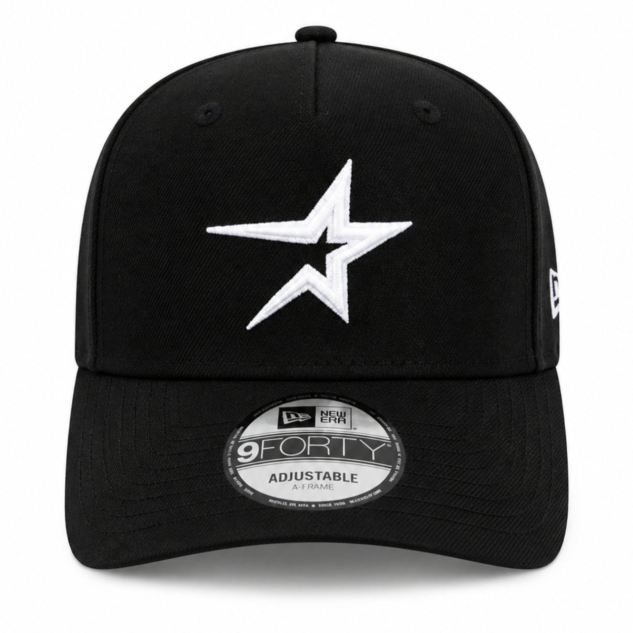 New Era Houston Astros Star Logo 45th Anniversary 9FORTY A-Frame Snapback Hat - Black/White front view