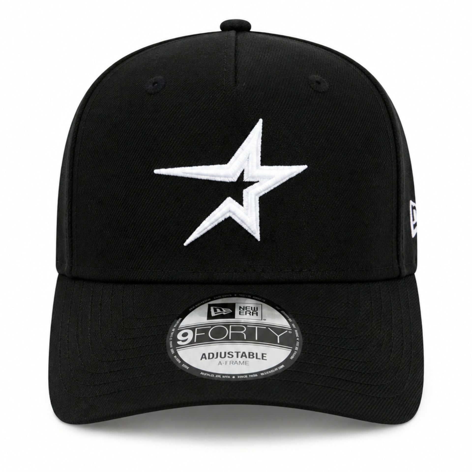 New Era Houston Astros Star Logo 45th Anniversary 9FORTY A-Frame Snapback Hat - Black/White front view