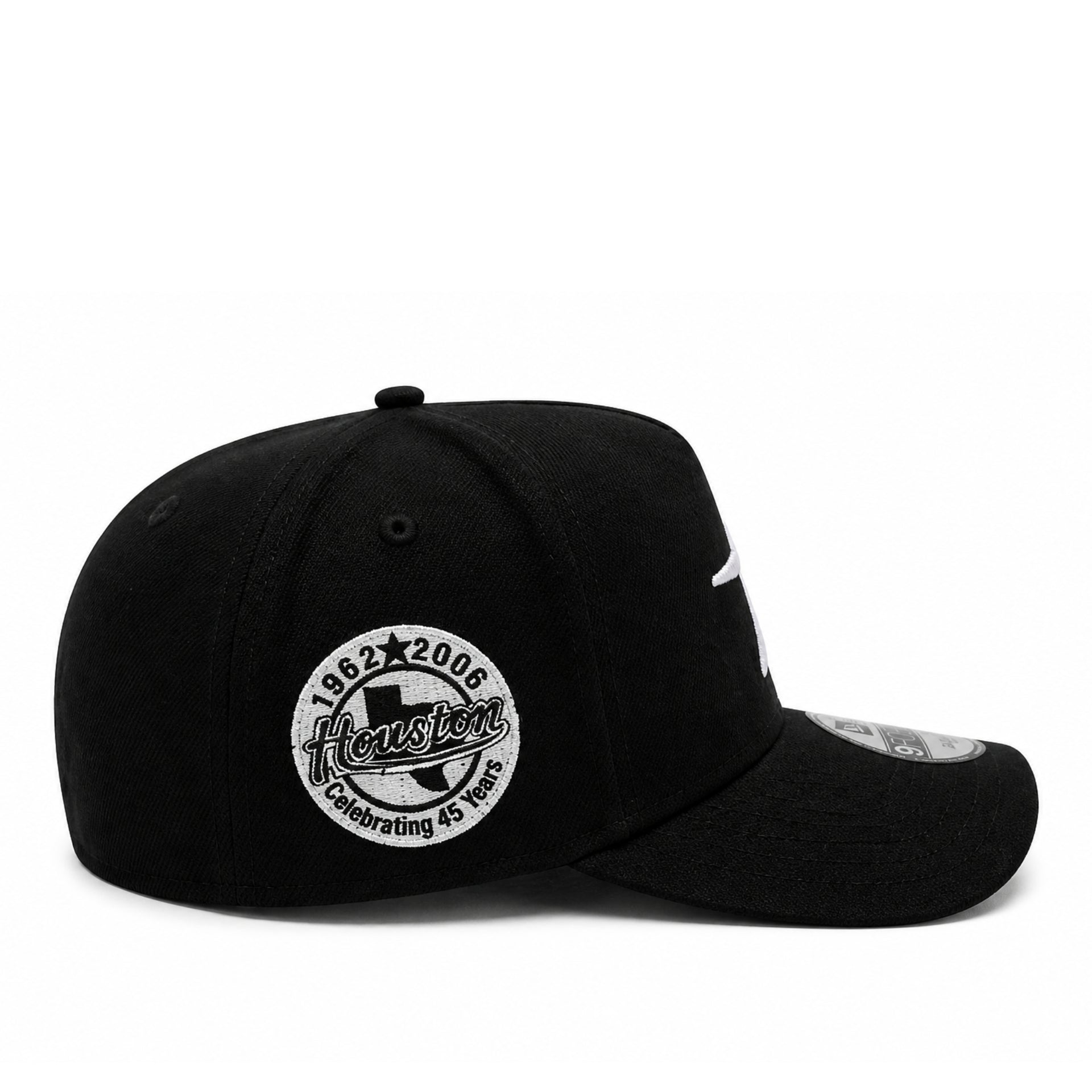 New Era Houston Astros Star Logo 45th Anniversary 9FORTY A-Frame Snapback Hat - Black/White side view