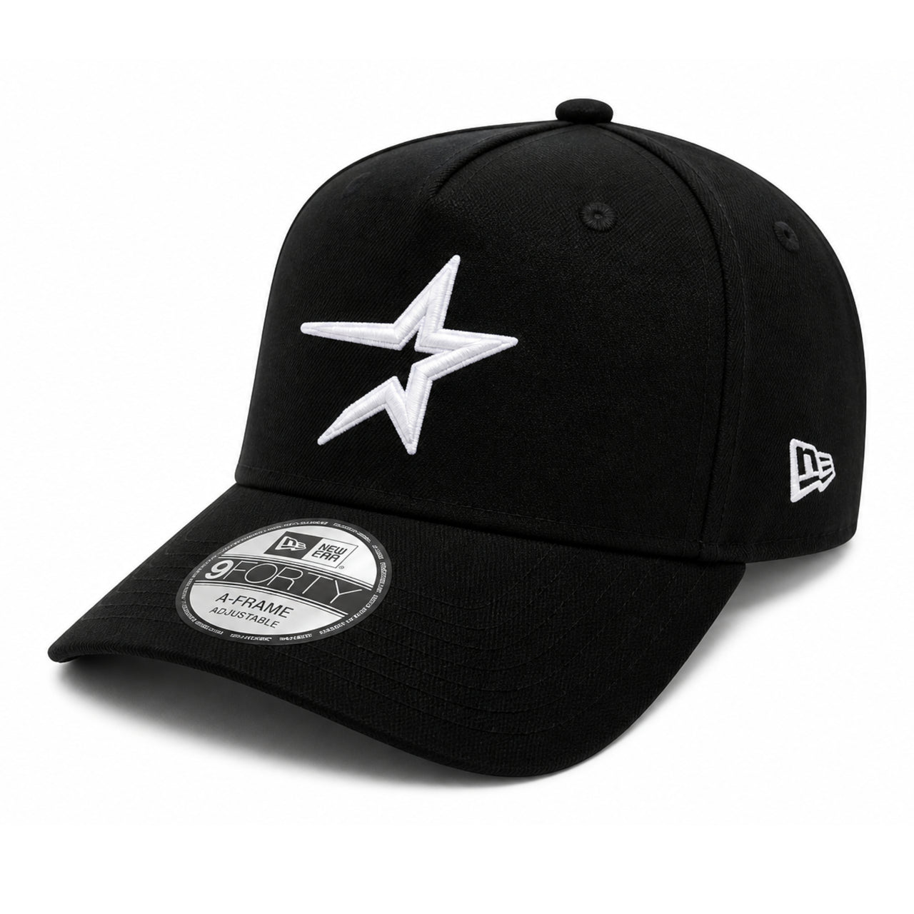 New Era Houston Astros Star Logo 45th Anniversary 9FORTY A-Frame Snapback Hat - Black/White front left view