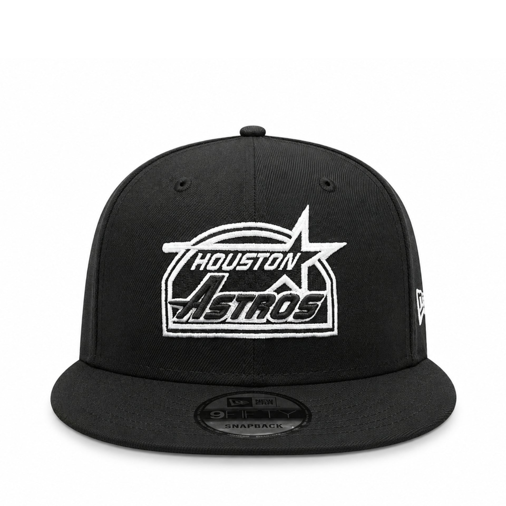 Black Houston Astros baseball cap with white logo on a white background