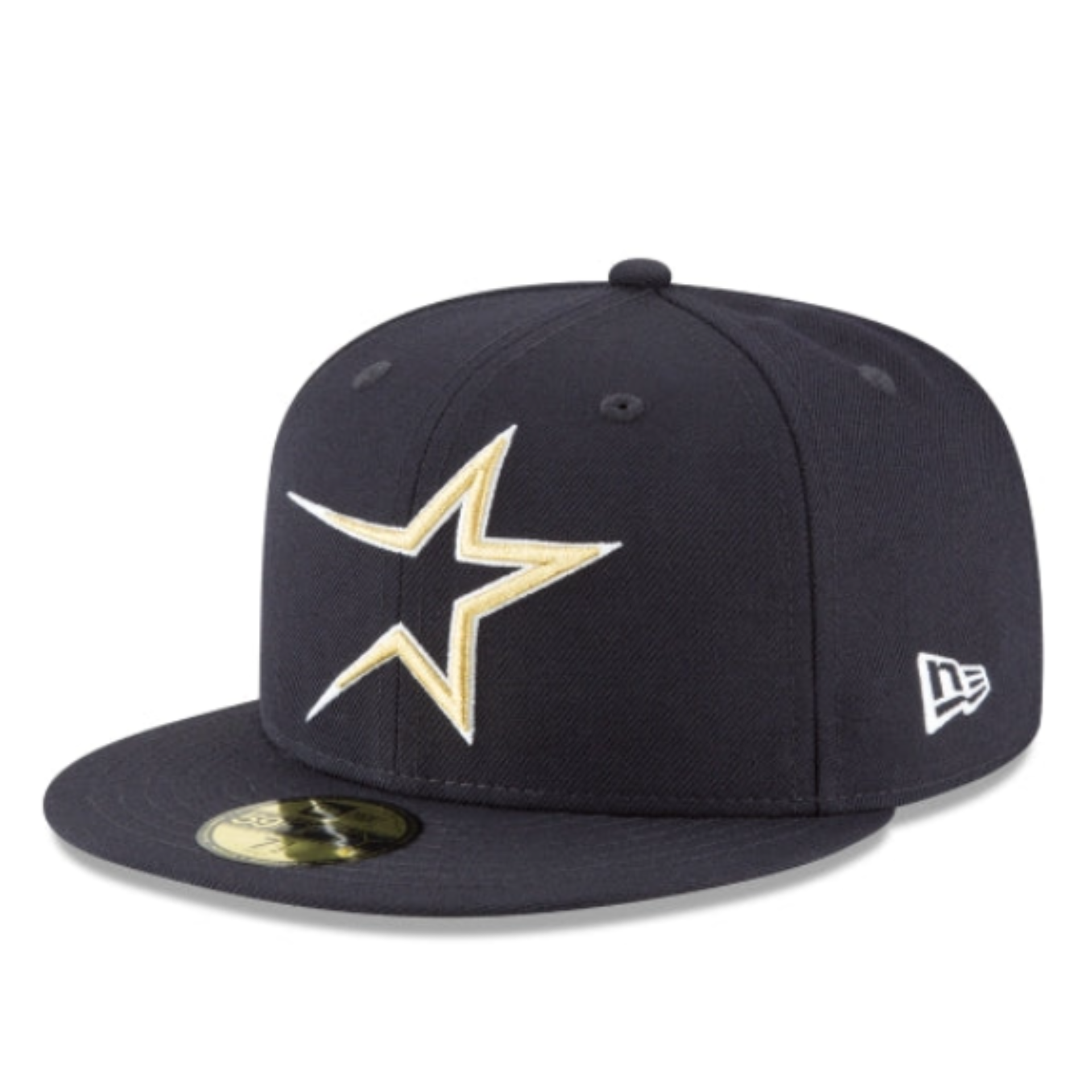 New Era Houston Astros 1994 Cooperstown Collection Navy/Gold Star 59FIFTY Fitted Hat front left view