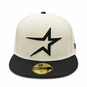 New Era Houston Astros Cooperstown 59FIFTY Fitted Hat - Chrome Black front view