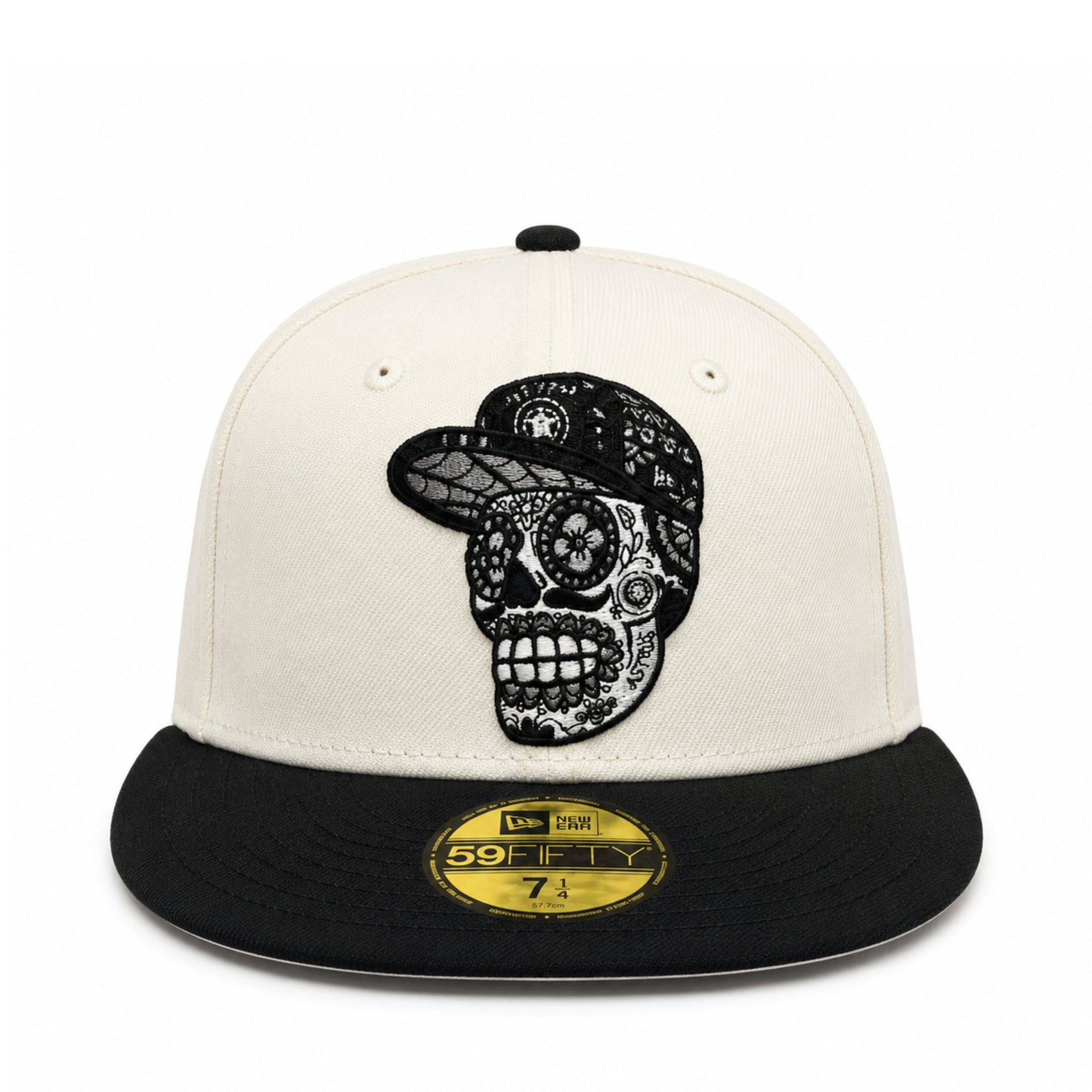New Era Houston Astros Sugar Skull 59FIFTY Fitted Hat - Chrome Black front view
