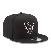 New Era Houston Texans Black 9FIFTY Snapback Hat front right view