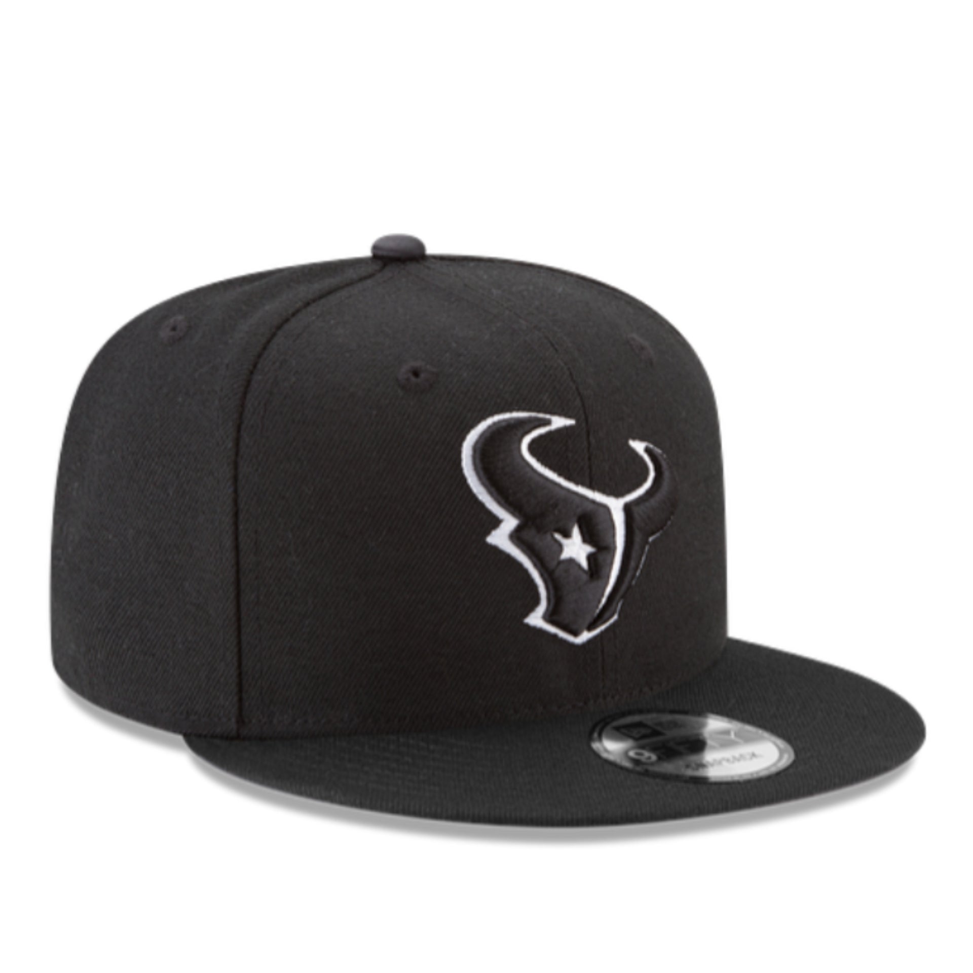 New Era Houston Texans Black 9FIFTY Snapback Hat front right view