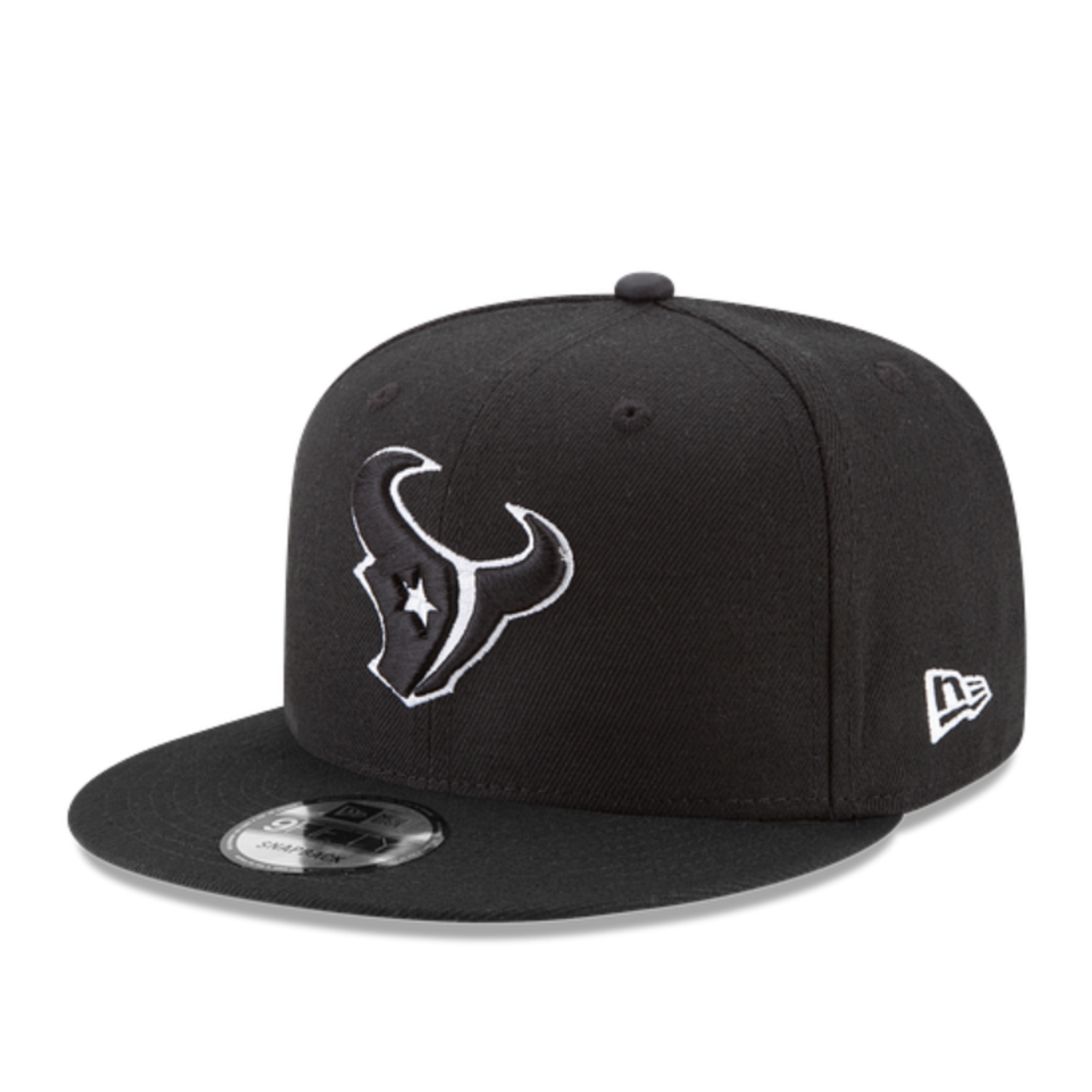 New Era Houston Texans Black 9FIFTY Snapback Hat front left view