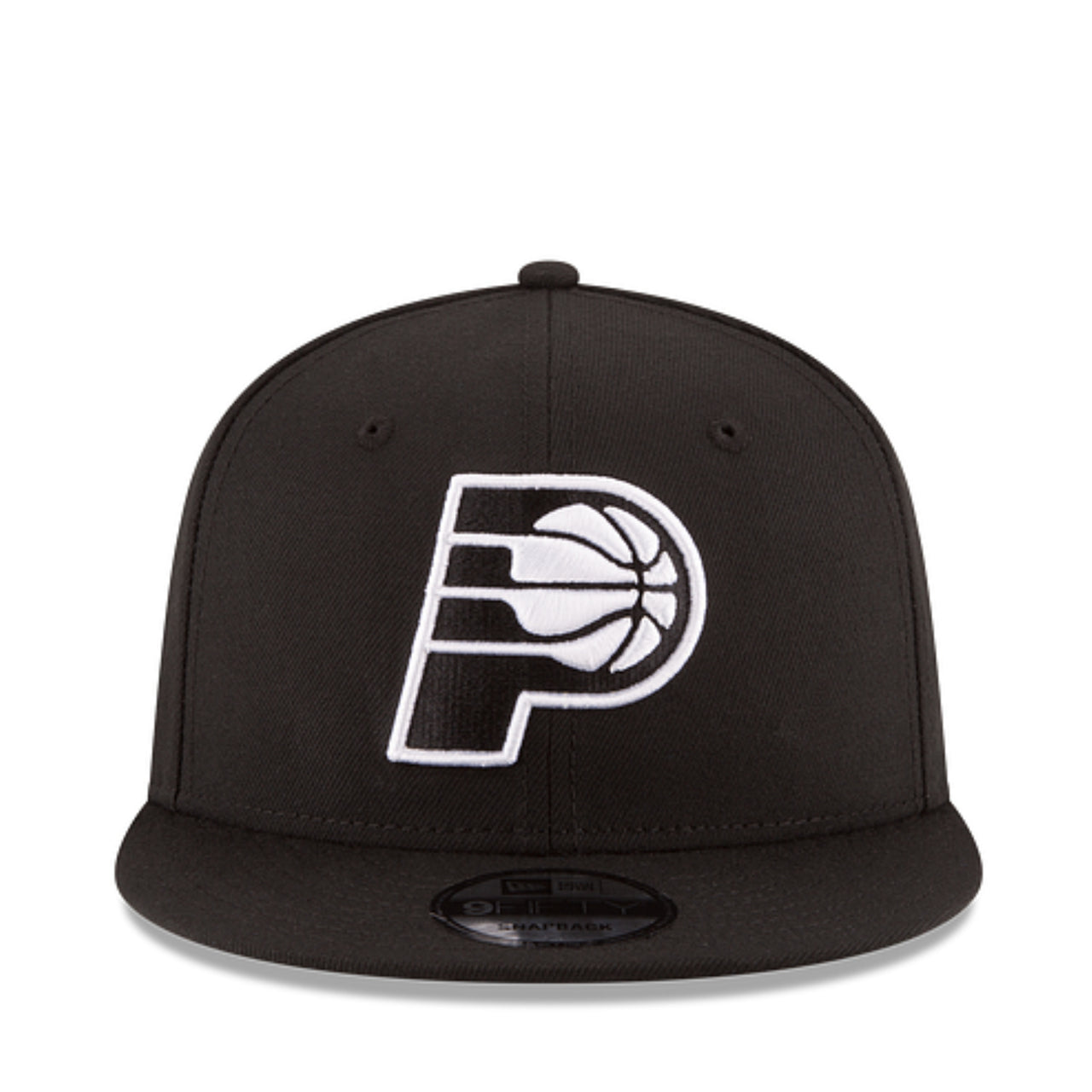 New Era NBA Indiana Pacers P 9Fifty Snapback Hat - Black White front view