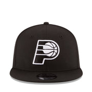 New Era NBA Indiana Pacers P 9Fifty Snapback Hat - Black White front view