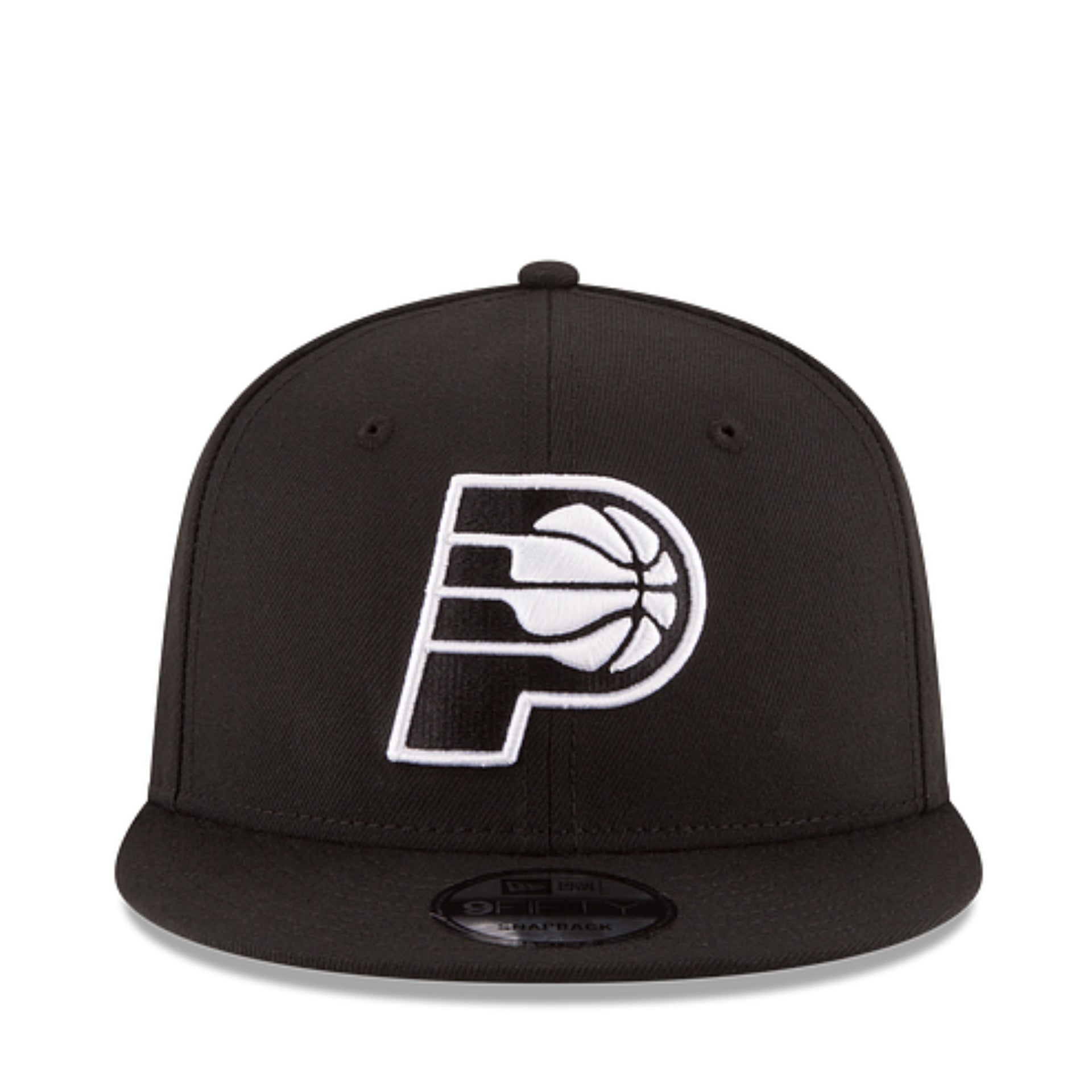 New Era NBA Indiana Pacers P 9Fifty Snapback Hat - Black White front view