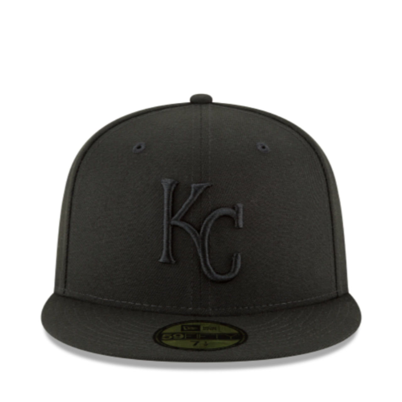 New Era Kansas City Royals KC Black on Black 59FIFTY Fitted Hat front view