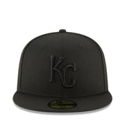 New Era Kansas City Royals KC Black on Black 59FIFTY Fitted Hat front view