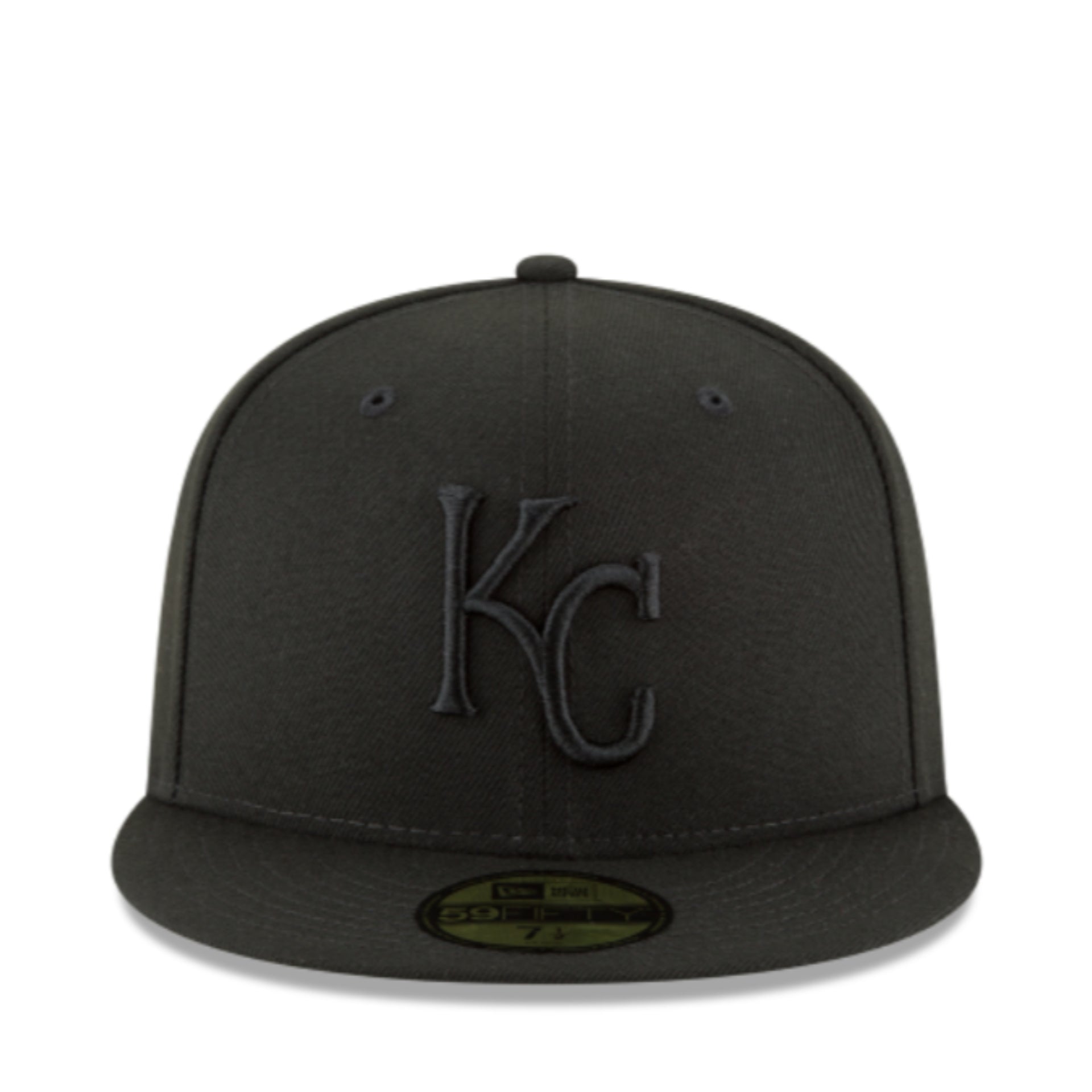 New Era Kansas City Royals KC Black on Black 59FIFTY Fitted Hat front view