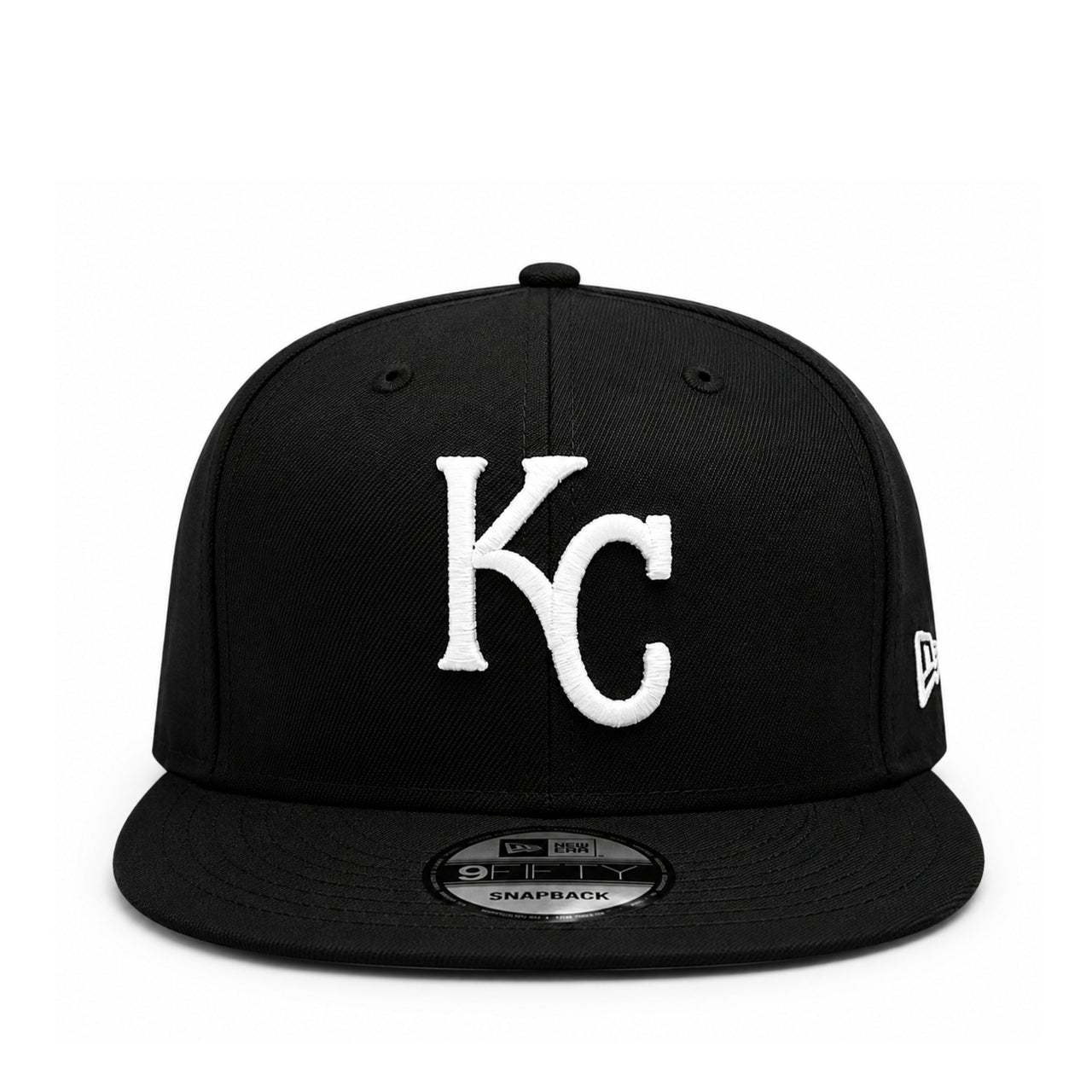 New Era Kansas City Royals KC 9FIFTY Snapback Hat Black White front view