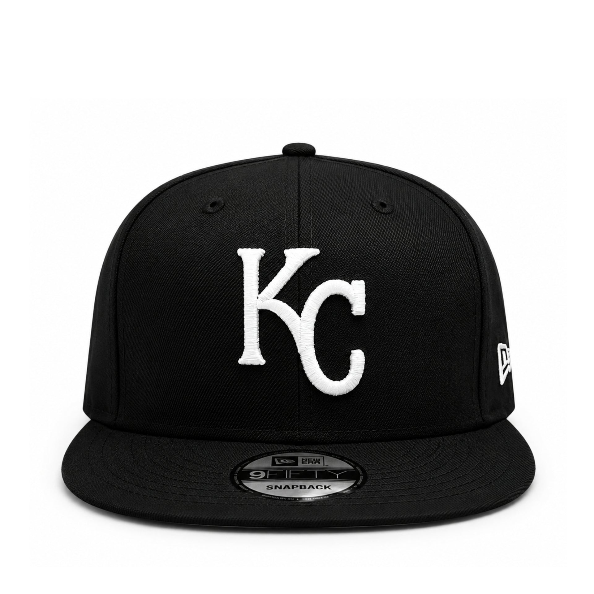 New Era Kansas City Royals KC 9FIFTY Snapback Hat Black White front view