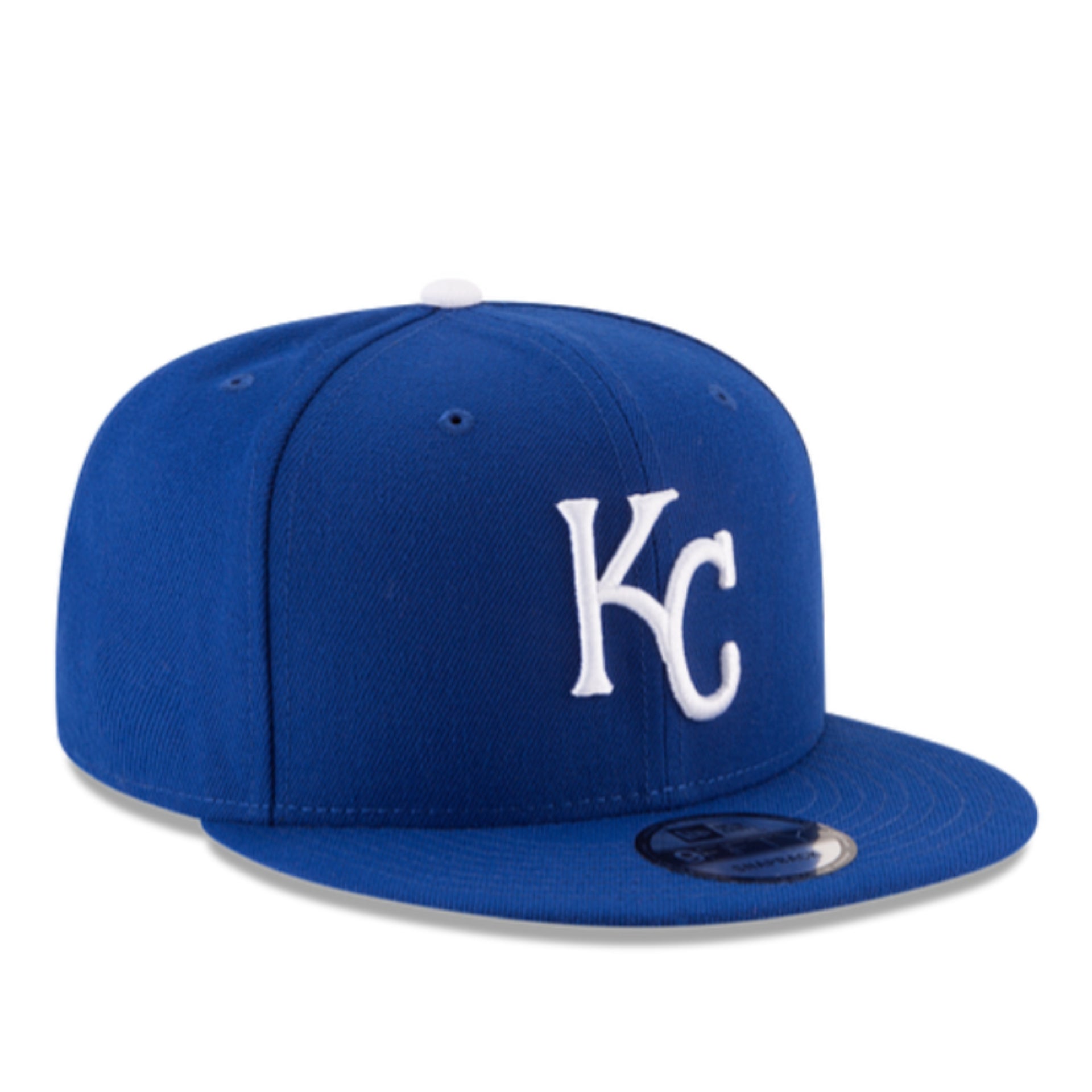 New Era Kansas City Royals KC 9FIFTY Snapback Hat Royal Blue front right angle view
