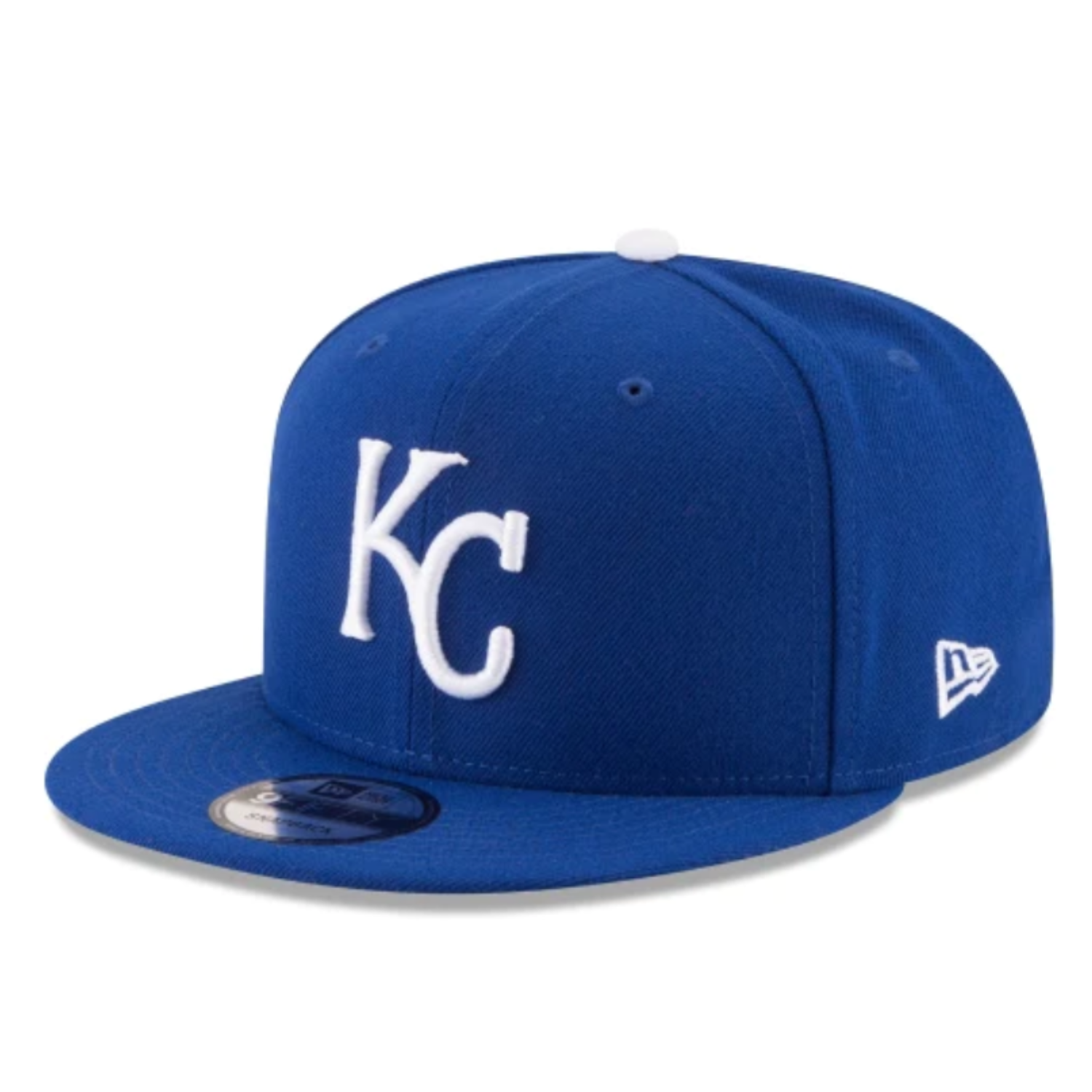 New Era Kansas City Royals KC 9FIFTY Snapback Hat Royal Blue front left angle view