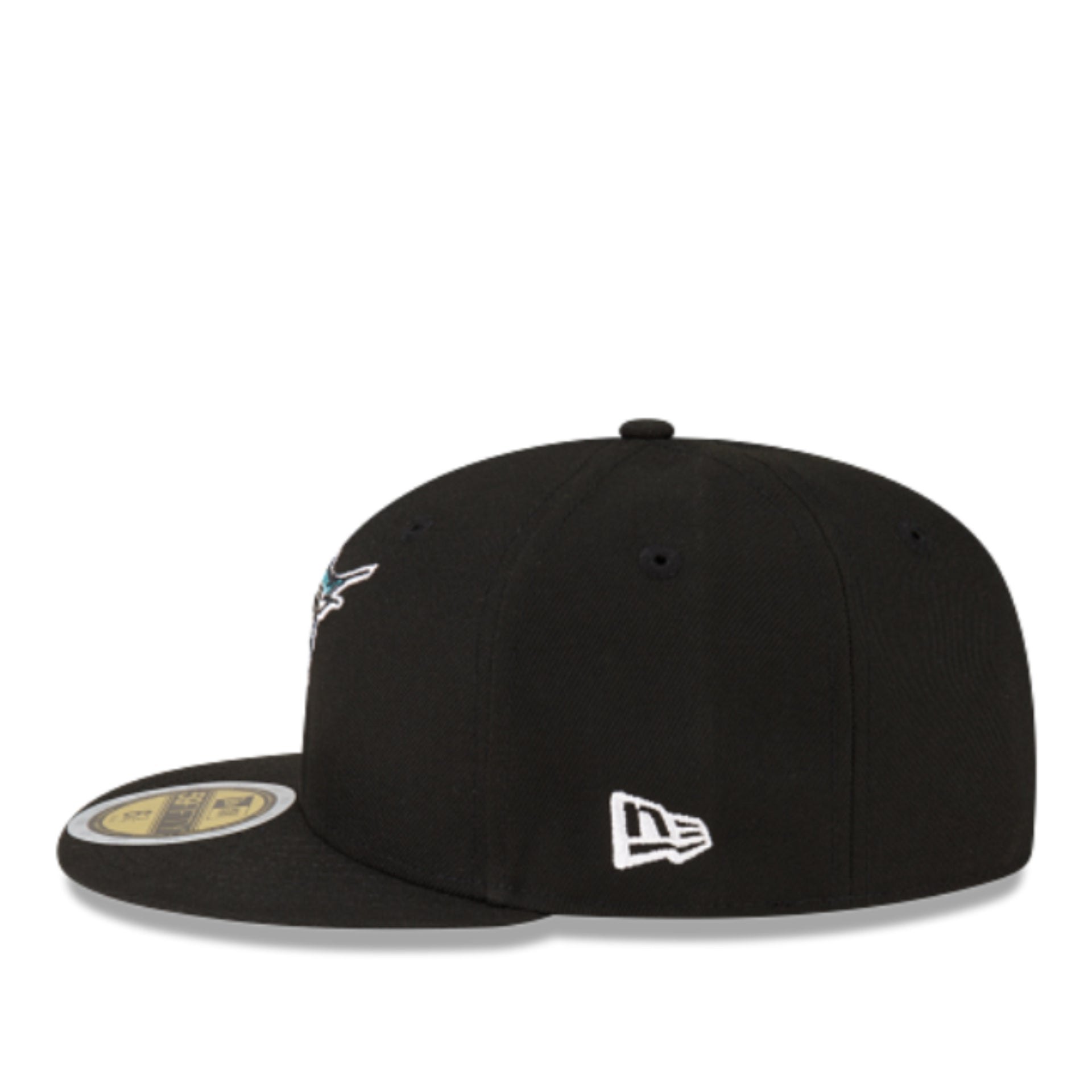 New Era Youth Florida Marlins Black 59FIFTY Fitted Hat left side view