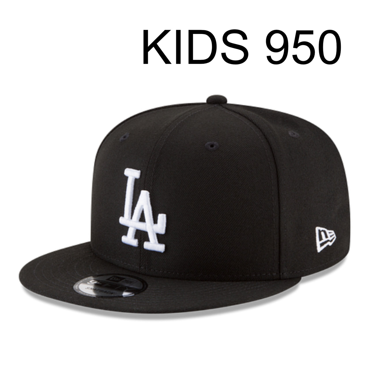 New Era YOUTH Los Angeles Dodgers LA 9FIFTY Snapback Hat - Black front left view