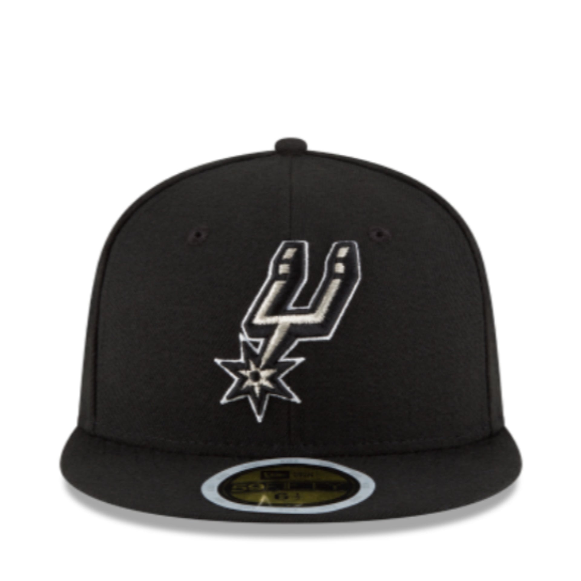 New Era Youth San Antonio Spurs Black 59FIFTY Fitted Hat front view