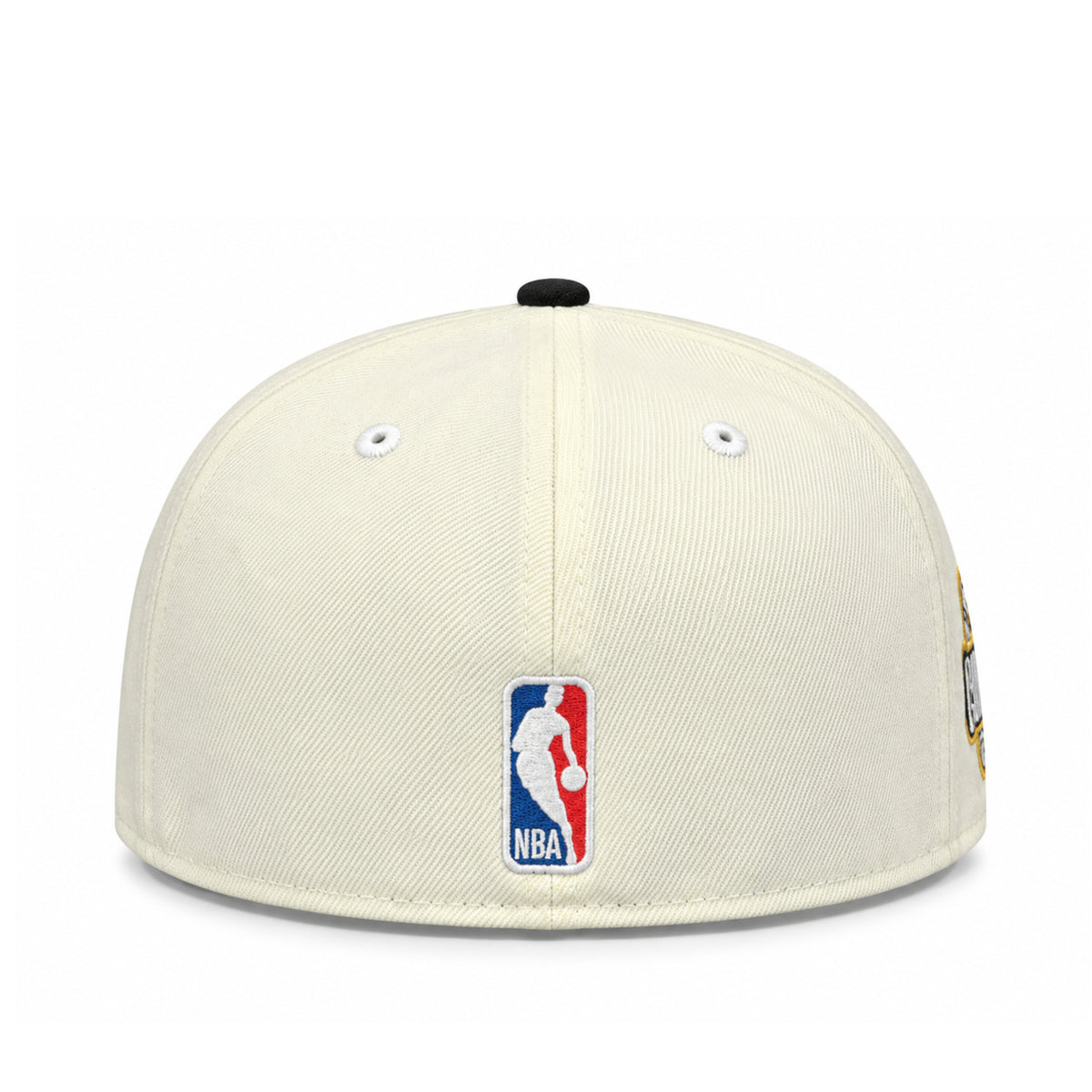 Back view of New Era New York Knicks 2026 Champions Chrome Black 59FIFTY fitted hat with embroidered NBA logo