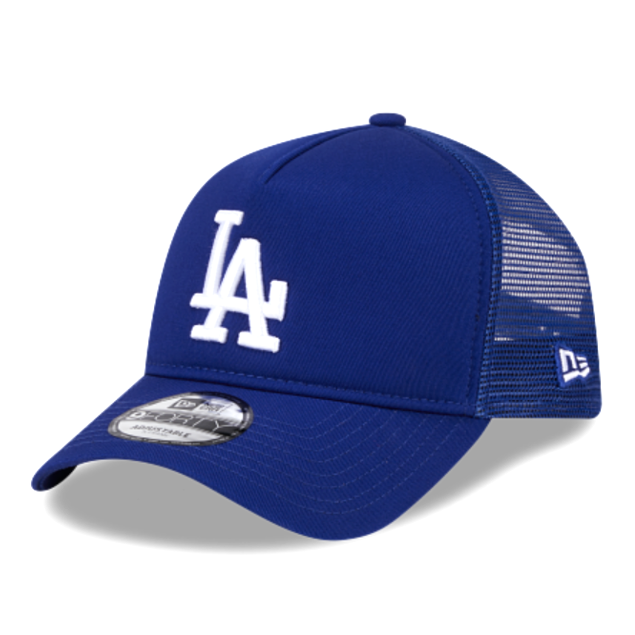 New Era Los Angeles Dodgers LA A-Frame Mesh Blue 9FORTY Snapback front left angle view