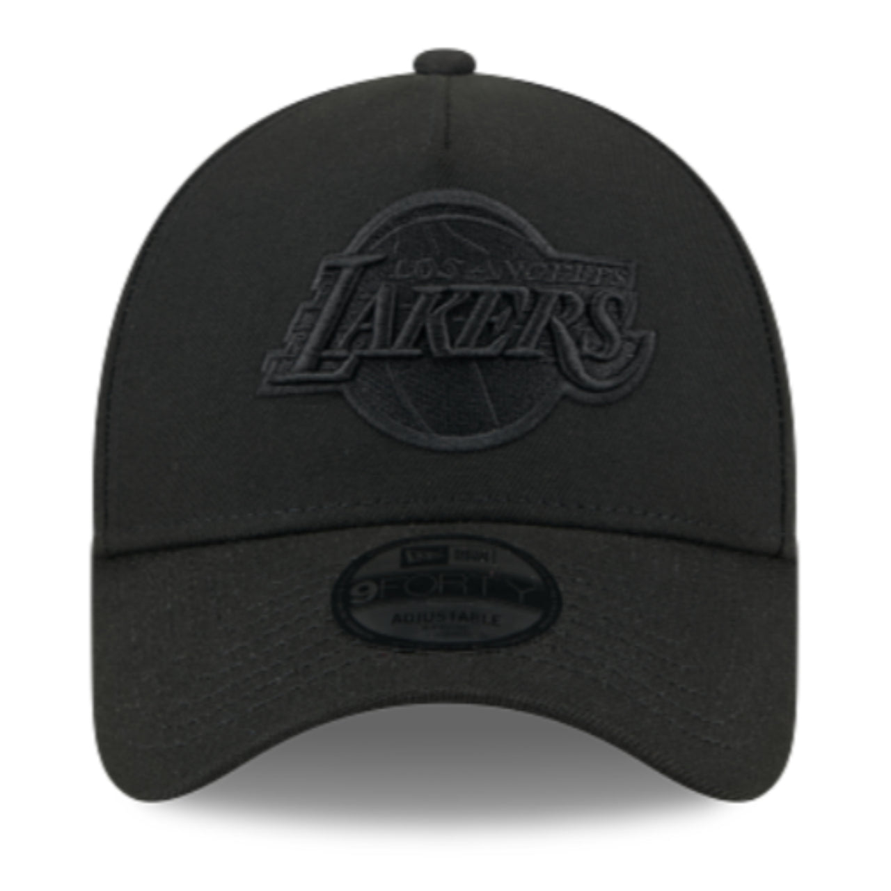 New Era Los Angeles Lakers Black on Black 9FORTY A-Frame Snapback Hat front view