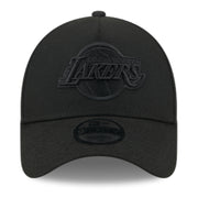 New Era Los Angeles Lakers Black on Black 9FORTY A-Frame Snapback Hat front view