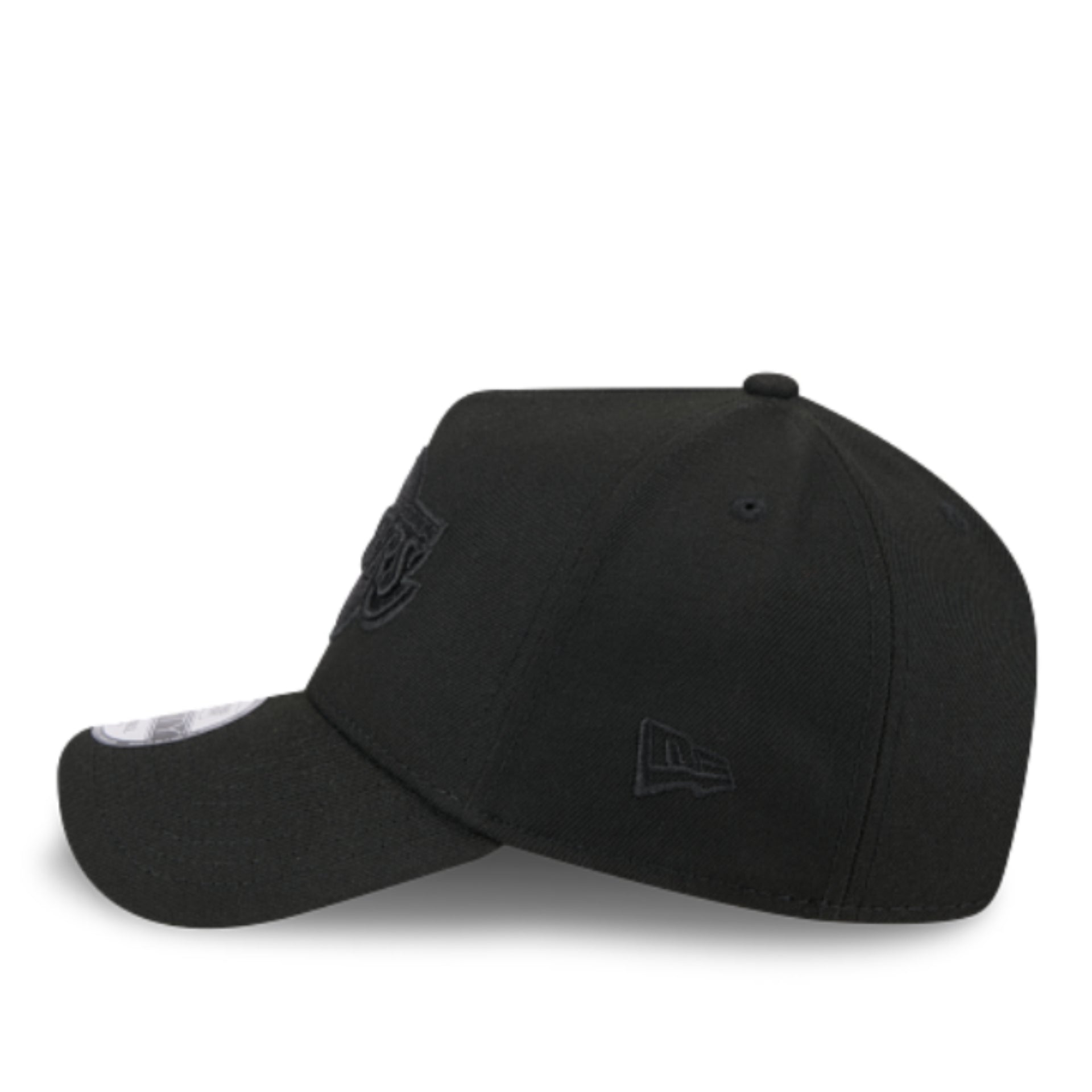 New Era Los Angeles Lakers Black on Black 9FORTY A-Frame Snapback Hat left side view