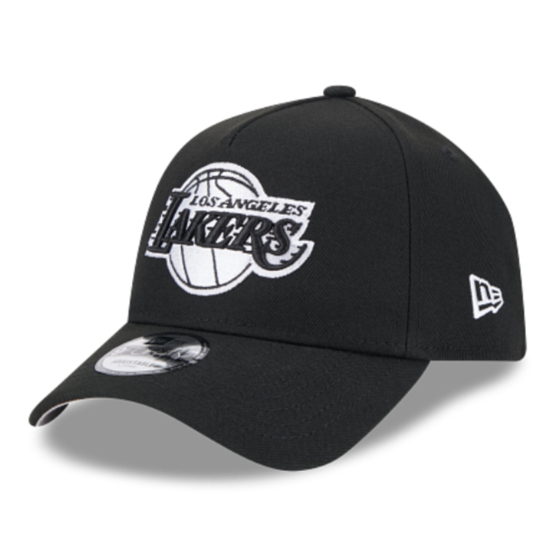 New Era Los Angeles Lakers 9FORTY A-Frame Snapback Hat front left angle view