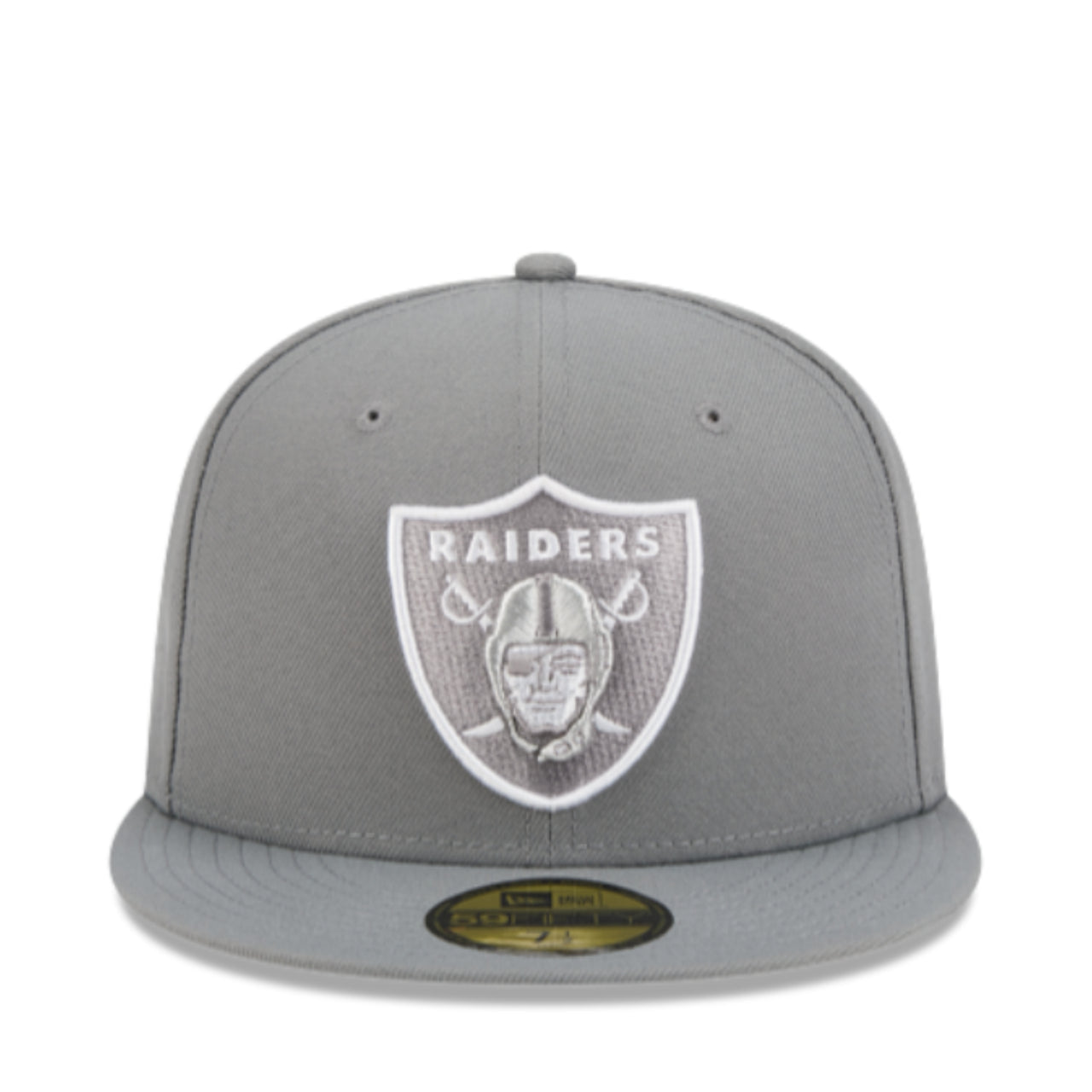 New Era Las Vegas Raiders Gray White 59FIFTY Fitted Hat front view