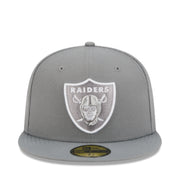 New Era Las Vegas Raiders Gray White 59FIFTY Fitted Hat front view