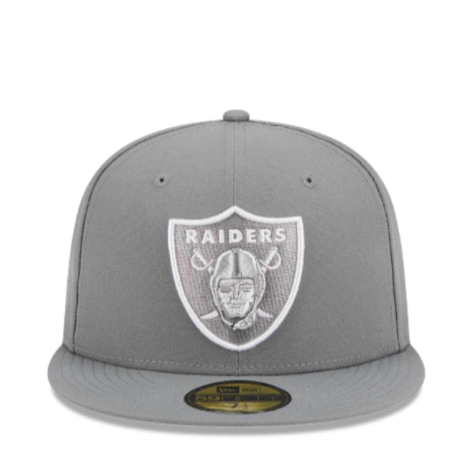 New Era Las Vegas Raiders Gray White 59FIFTY Fitted Hat front view