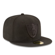 New Era Las Vegas Raiders Black on Black 59FIFTY Fitted Cap front right view