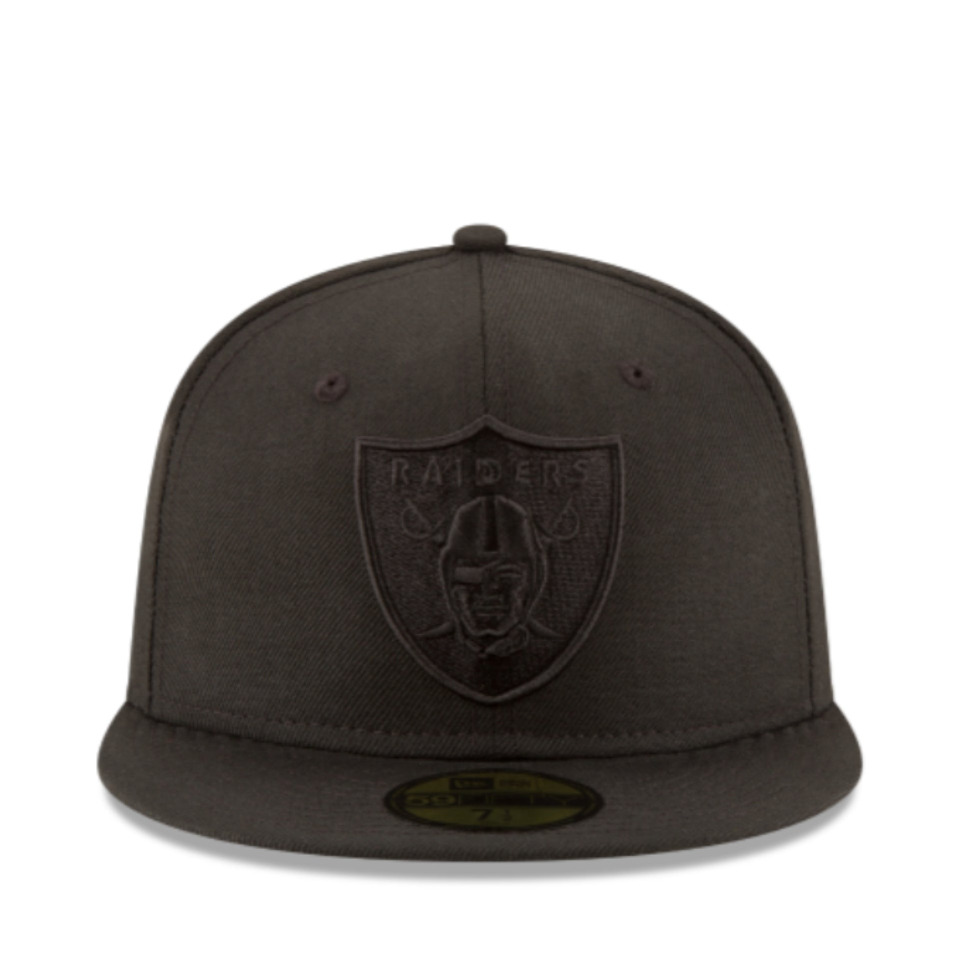 New Era Las Vegas Raiders Black on Black 59FIFTY Fitted Cap front view