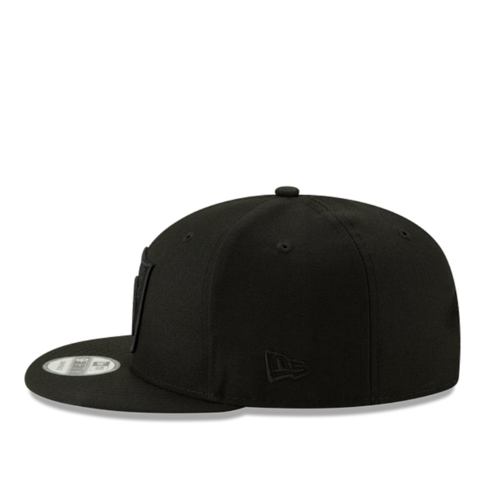 New Era Las Vegas Raiders Black on Black 9FIFTY Snapback Hat side view