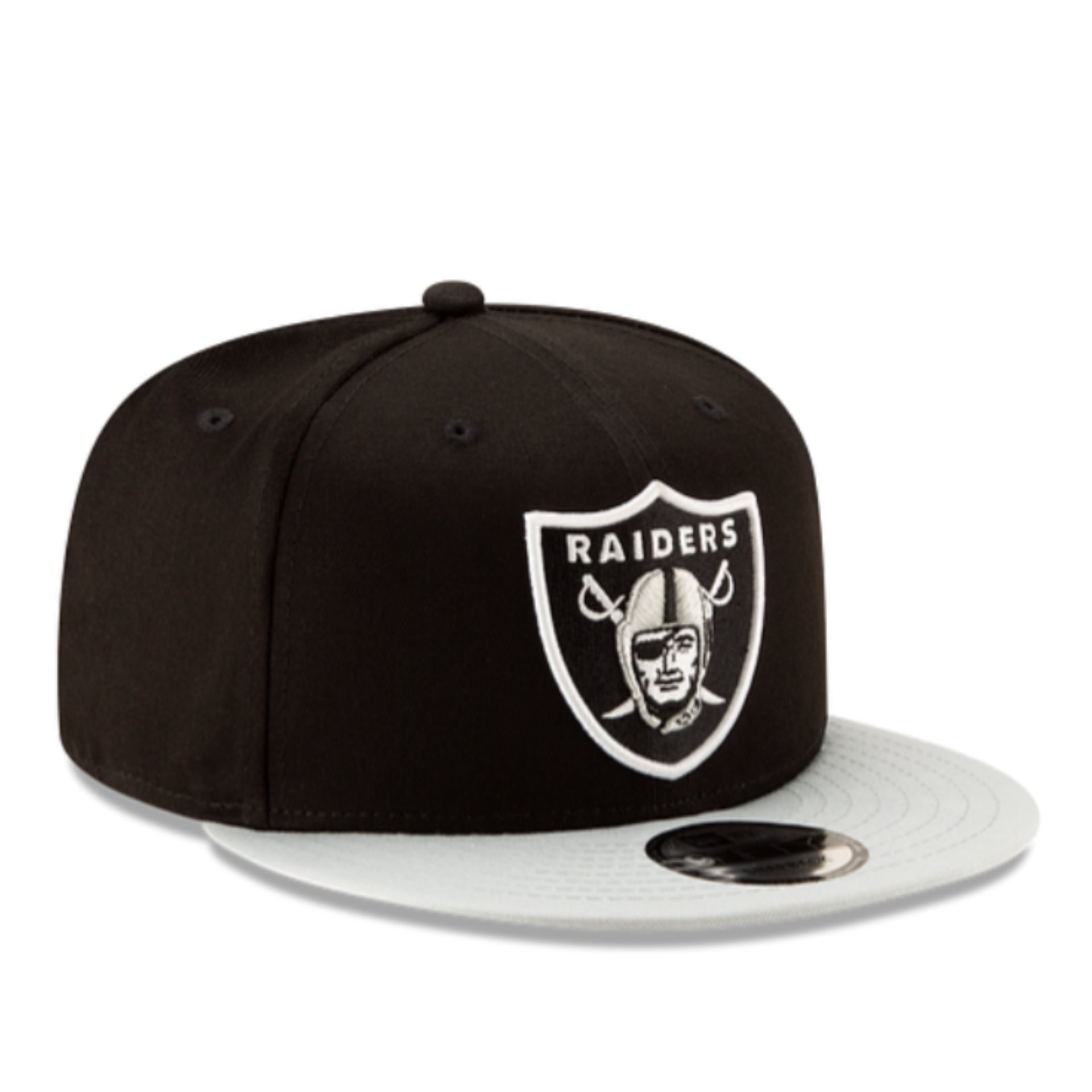 New Era Las Vegas Raiders 9FIFTY Snapback Hat - Black/Gray 2 Tone front right view