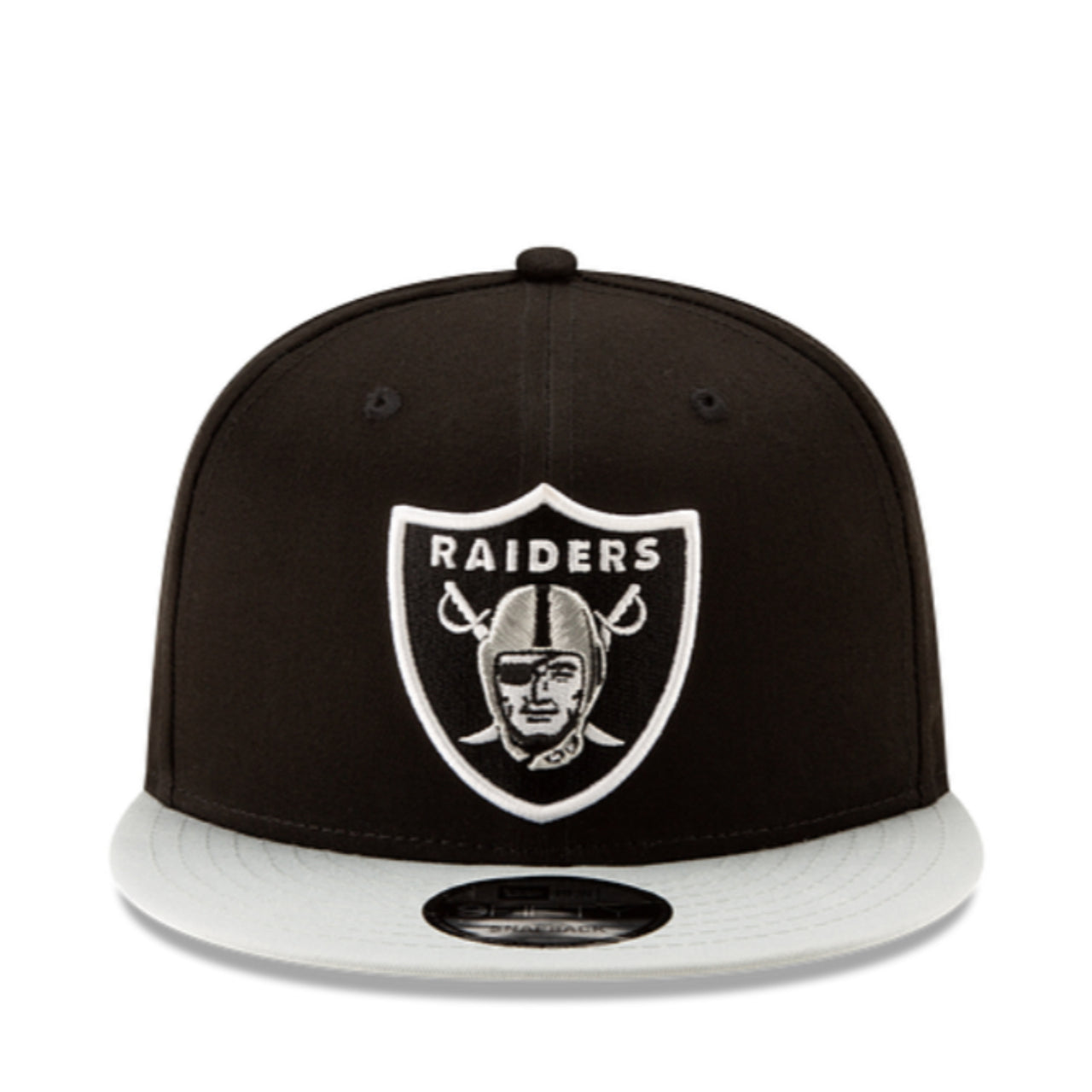 New Era Las Vegas Raiders 9FIFTY Snapback Hat - Black/Gray 2 Tone front view