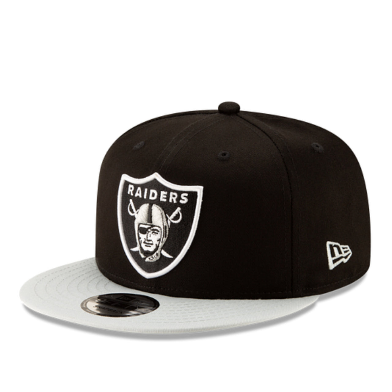 New Era Las Vegas Raiders 9FIFTY Snapback Hat - Black/Gray 2 Tone front left view