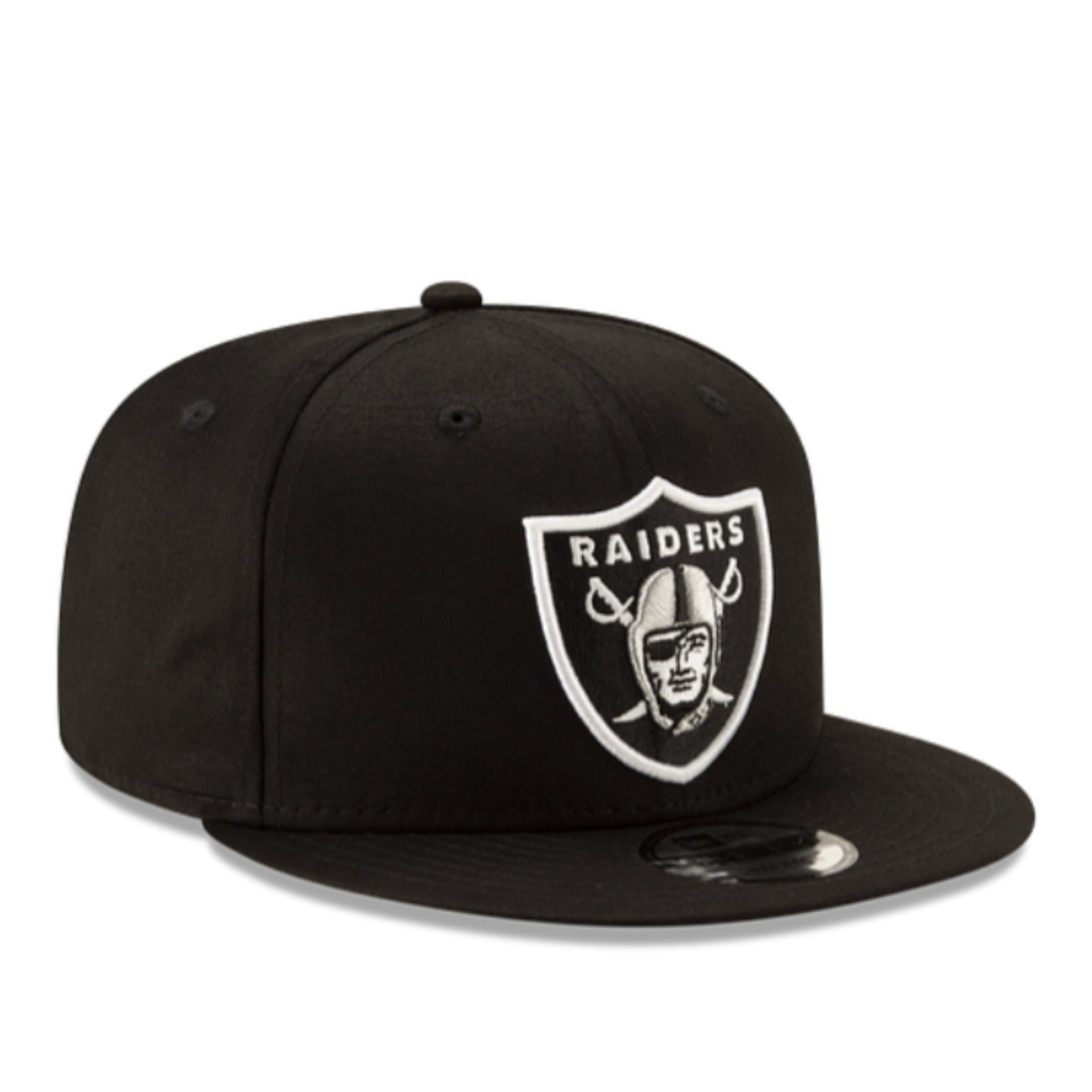 New Era Las Vegas Raiders 9FIFTY Snapback Hat - Black White front right view