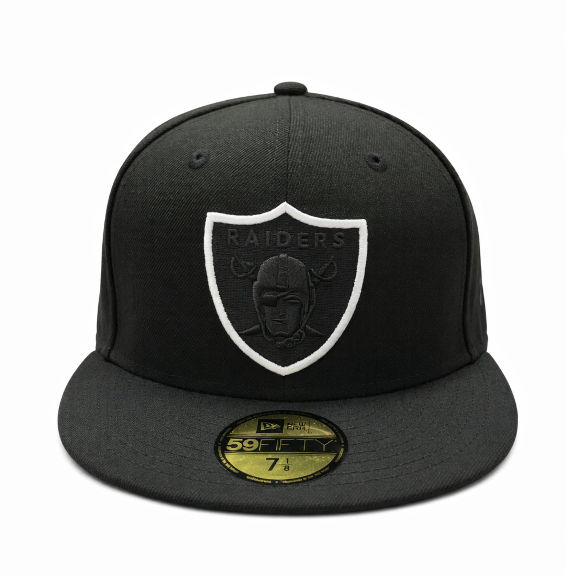 New Era Las Vegas Raiders 59FIFTY Fitted Hat - Black White Outlined front view
