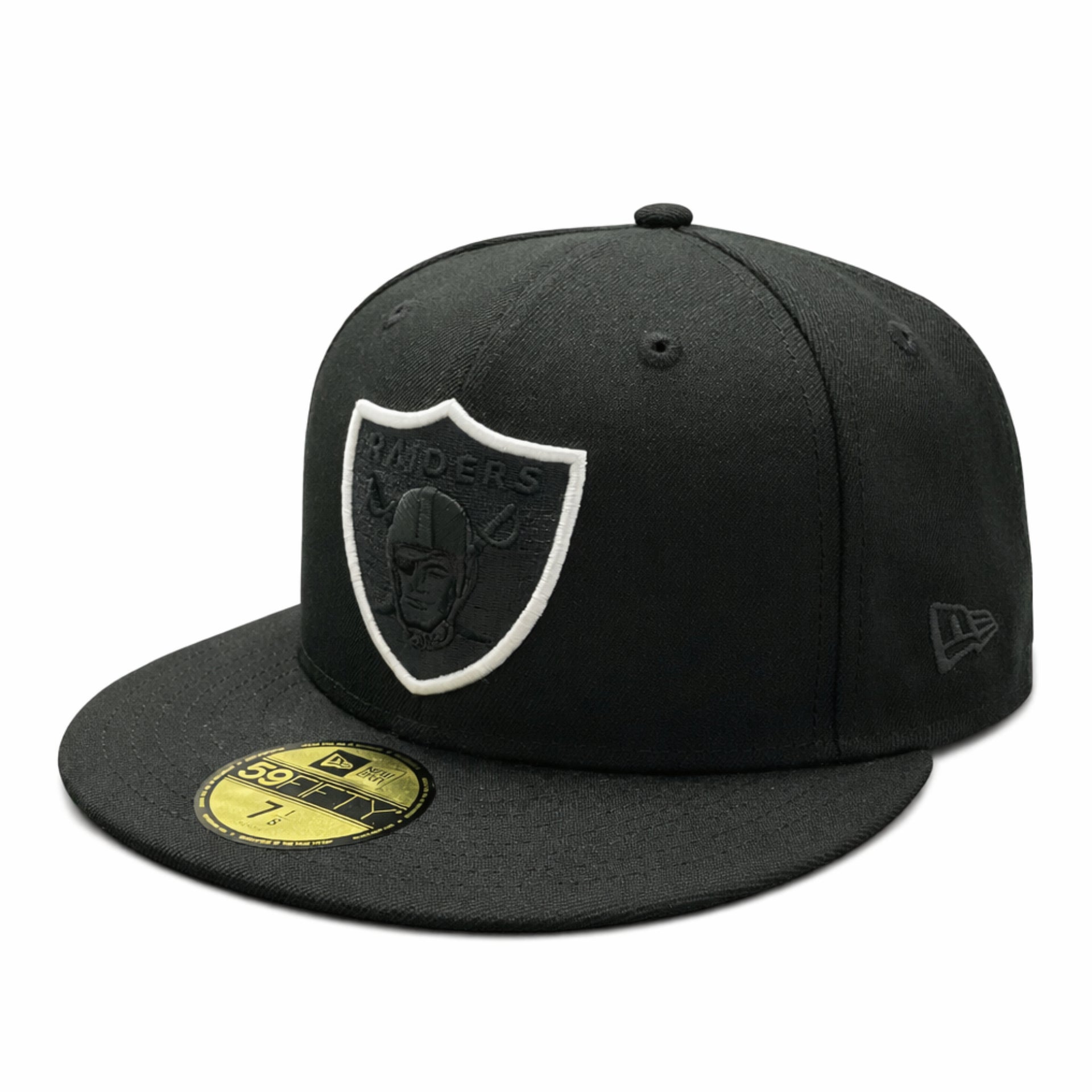 New Era Las Vegas Raiders 59FIFTY Fitted Hat - Black White Outlined front side view