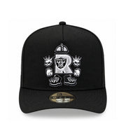 New Era Las Vegas Raiders Cartoon Black 9FIFTY A-FRAME Snapback Hat front view
