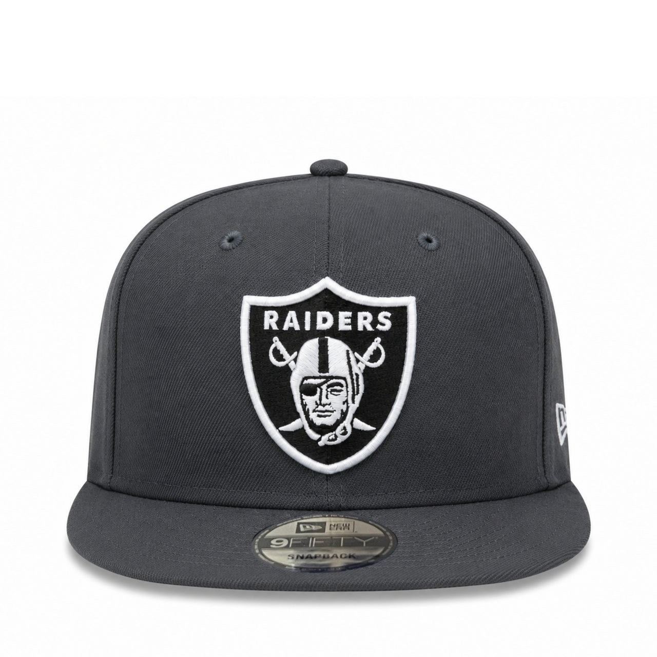 New Era Las Vegas Raiders Dark Graphite 9FIFTY Snapback Hat front view